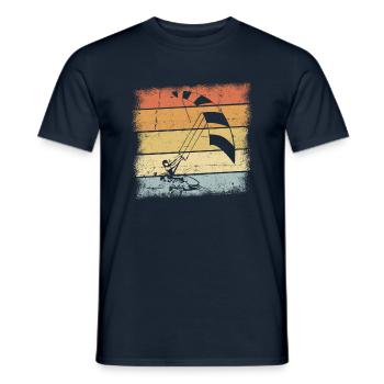 Kiteboard Sunset Retro Design - T-shirt homme - marine - Devant - AI Model Male 178 light (178cm)