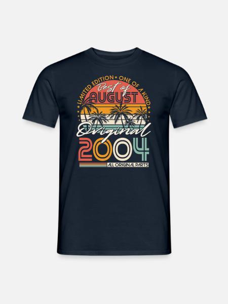 August 2004 Vintage Jahrgang Geburtstag Retro - Männer T-Shirt - Navy
