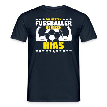 Die besten Fußballer heißen Hias - Männer T-Shirt - Navy - Vorne - AI Model Male 178 light (178cm)