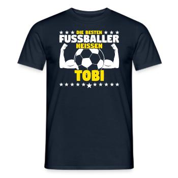 Die besten Fußballer heißen Tobi - Männer T-Shirt - Navy - Vorne - AI Model Male 178 light (178cm)