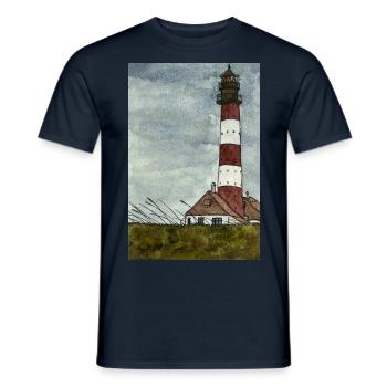 Phare Westerheversand North Sea Coast Moin Coast - T-shirt homme - marine - Devant - AI Model Male 178 light (178cm)