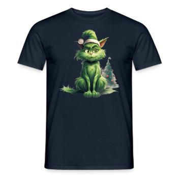 Katze Weihnachten Weihnachtselfe Geschenke Mütze - Männer T-Shirt - Navy - Vorne - AI Model Male 178 light (178cm)