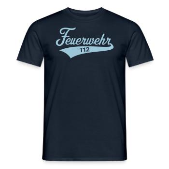 Feuerwehr 112 (Notruf / Feuerwehrmann / Skyblue) - Männer T-Shirt - Navy - Vorne - AI Model Male 178 light (178cm)
