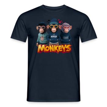 Monkeys 2 - T-shirt homme - marine - Devant - AI Model Male 178 light (178cm)