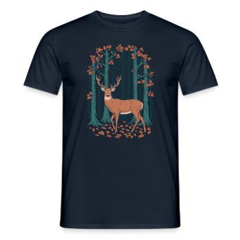 Majestätischer Hirsch im Herbst Cottagecore Wald - Männer T-Shirt - Navy - Vorne - AI Model Male 178 light (178cm)