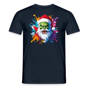 12 Zombie schreiender Weihnachtsmann Farbtropfen - Männer T-Shirt - Navy - Vorne - AI Model Male 178 light (178cm)