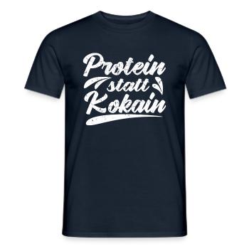 Bodybuilding Spruch lustig Protein statt Kokain - Männer T-Shirt - Navy - Vorne - AI Model Male 178 light (178cm)