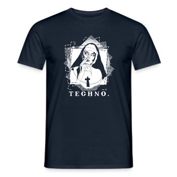 Religion techno - T-shirt homme - marine - Devant - AI Model Male 178 light (178cm)