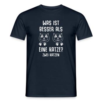 Was ist besser als eine Katze - Männer T-Shirt - Navy - Vorne - AI Model Male 178 light (178cm)
