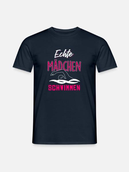 Echte Mädchen schwimmen - Männer T-Shirt - Navy