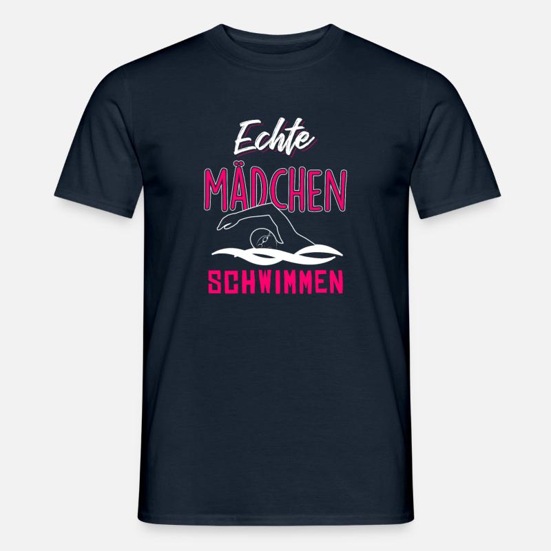 Echte Mädchen schwimmen - Männer T-Shirt - Navy