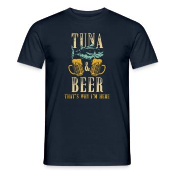 Thon et bière disant - T-shirt homme - marine - Devant - AI Model Male 178 light (178cm)