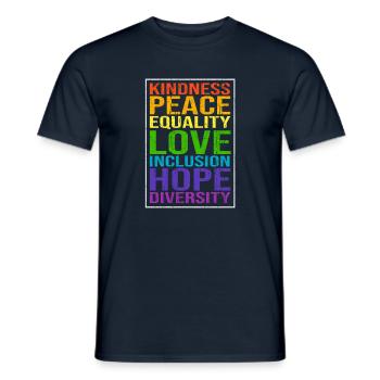 Peace Love Spruch - Männer T-Shirt - Navy - Vorne - AI Model Male 178 light (178cm)