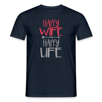 Femme heureuse, vie heureuse - T-shirt homme - marine - Devant - AI Model Male 178 light (178cm)