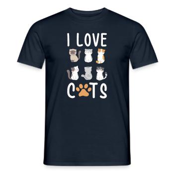 J'aime les chats j'aime les chats - T-shirt homme - marine - Devant - AI Model Male 178 light (178cm)