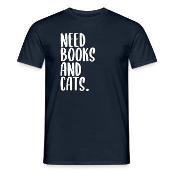 Livres et chats disant - T-shirt homme - marine - Devant - AI Model Male 178 light (178cm)