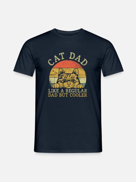 Cat Dad Katzen Papa - Männer T-Shirt - Navy