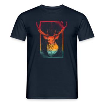 Hirschgeweih Hirschkopf Hirsch Wild - Männer T-Shirt - Navy - Vorne - AI Model Male 178 light (178cm)