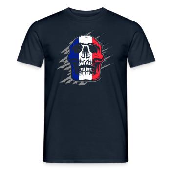 Frankreich Flagge Skull - Männer T-Shirt - Navy - Vorne - AI Model Male 178 light (178cm)