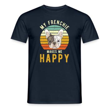 Frenchie Cadeau de bouledogue française - T-shirt homme - marine - Devant - AI Model Male 178 light (178cm)