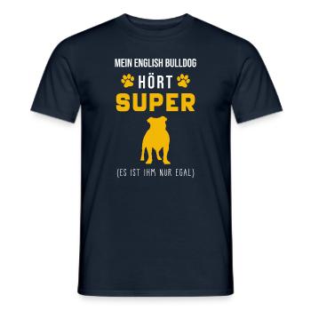 Englische Bulldogge Spruch - Männer T-Shirt - Navy - Vorne - AI Model Male 178 light (178cm)