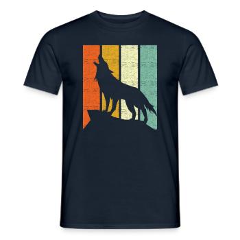 Wolf Retro - Men's T-Shirt - navy - Front - AI Model Male 178 light (178cm)
