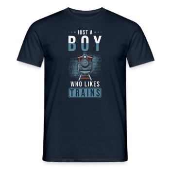 Züge Zug Eisenbahn Modelbahn Spruch - Männer T-Shirt - Navy - Vorne - AI Model Male 178 light (178cm)