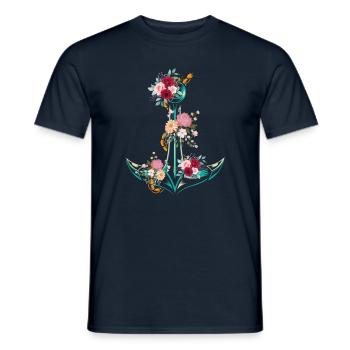 Anchor Flowers - Men's T-Shirt - navy - Front - AI Model Male 178 light (178cm)
