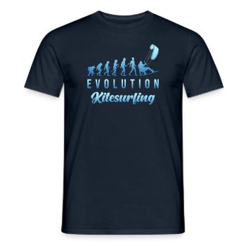 Kitesurfen Evolution - Männer T-Shirt - Navy - Vorne - AI Model Male 178 light (178cm)