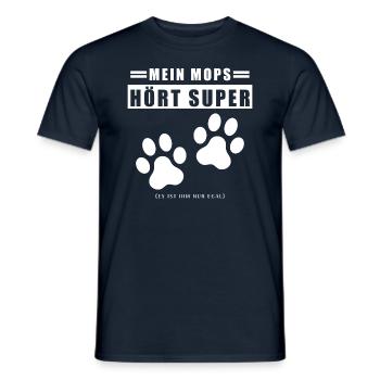 La vie de Mops - T-shirt homme - marine - Devant - AI Model Male 178 light (178cm)