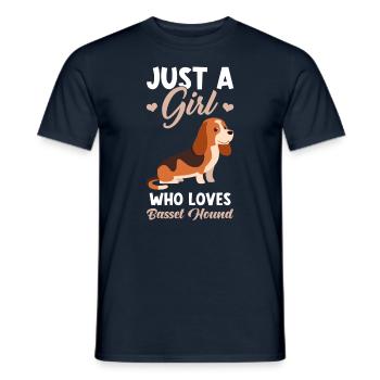 Basset Hound - Men's T-Shirt - navy - Front - AI Model Male 178 light (178cm)