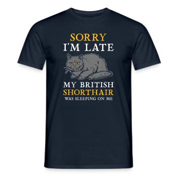 Britisch Kurzhaar BKH Katze - Männer T-Shirt - Navy - Vorne - AI Model Male 178 light (178cm)