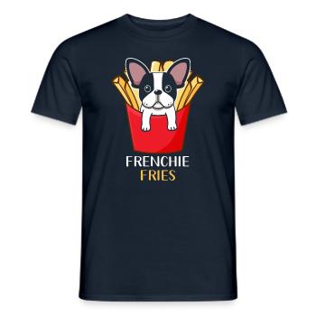 Frenchie Fries Bouledogue Français - T-shirt homme - marine - Devant - AI Model Male 178 light (178cm)