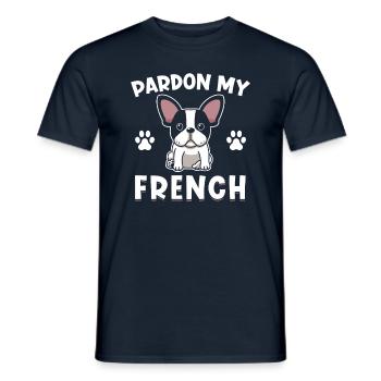 Frenchie Bulldog français Bulldog - T-shirt homme - marine - Devant - AI Model Male 178 light (178cm)