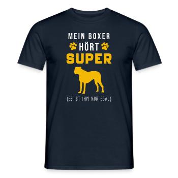 Boxer Hund Spruch lustig - Männer T-Shirt - Navy - Vorne - AI Model Male 178 light (178cm)
