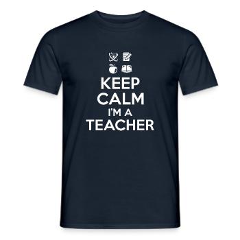 Keep Calm Lehrer - Männer T-Shirt - Navy - Vorne - AI Model Male 178 light (178cm)