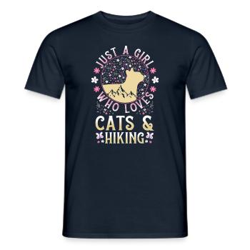 Cats and hiking saying gift - Men's T-Shirt - navy - Front - AI Model Male 178 light (178cm)
