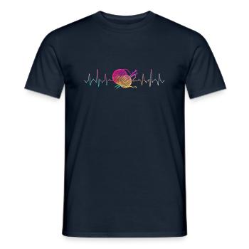 Knitting Heartbeat - Men's T-Shirt - navy - Front - AI Model Male 178 light (178cm)