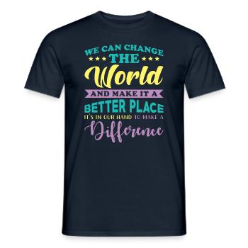 Beautiful saying better world - Men's T-Shirt - navy - Front - AI Model Male 178 light (178cm)