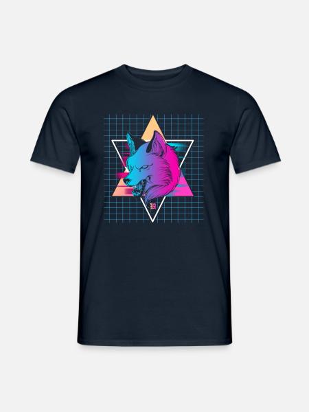 Japon Vaporwave Wolf - T-shirt homme - marine