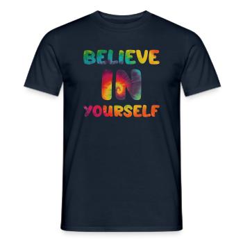 Hippie saying Believe in yourself - Men's T-Shirt - navy - Front - AI Model Male 178 light (178cm)