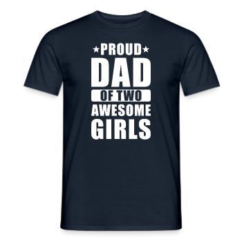 Papa fier deux filles - T-shirt homme - marine - Devant - AI Model Male 178 light (178cm)