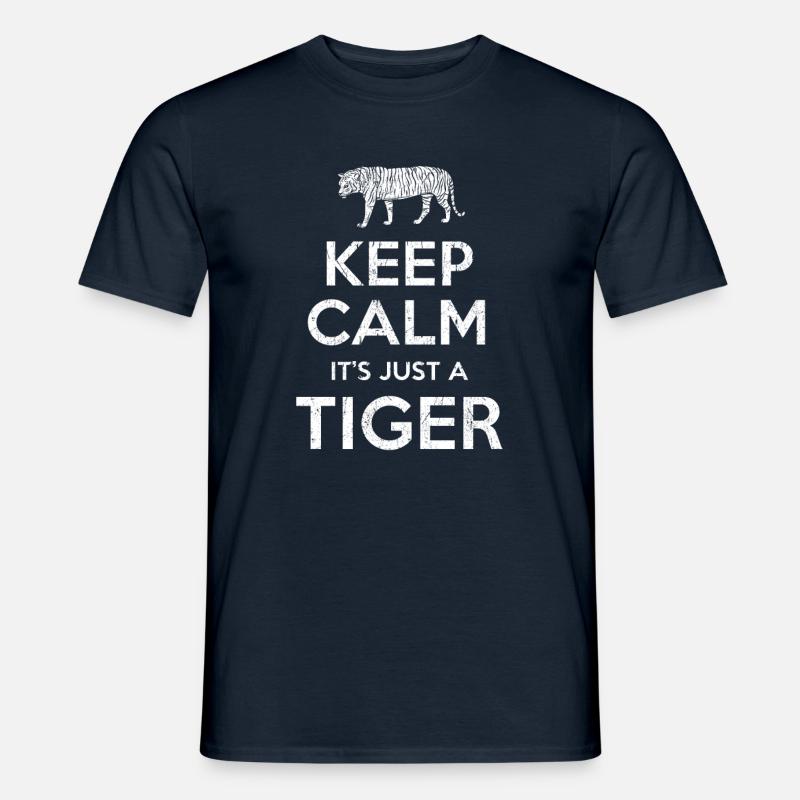Keep Calm Tiger - Männer T-Shirt - Navy