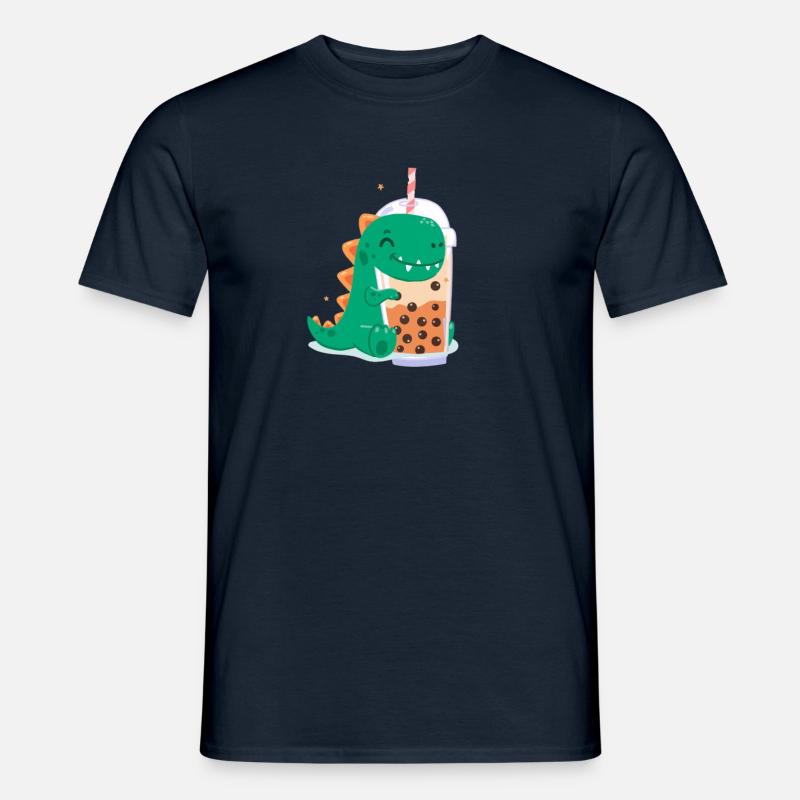 Bubble Tea Dino - Männer T-Shirt - Navy