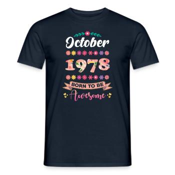 Anniversaire octobre 1978 Cadeau femme - T-shirt homme - marine - Devant - AI Model Male 178 light (178cm)