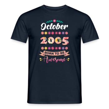 Anniversaire Octobre 2005 Cadeau femme - T-shirt homme - marine - Devant - AI Model Male 178 light (178cm)