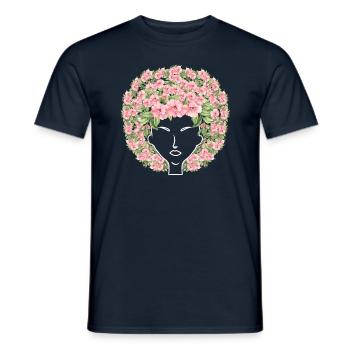 Blumen Afro - Männer T-Shirt - Navy - Vorne - AI Model Male 178 light (178cm)