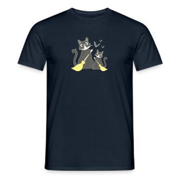 Cat Witches Kawaii Halloween - Men's T-Shirt - navy - Front - AI Model Male 178 light (178cm)