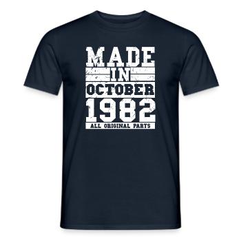 1982 Birthday October Vintage Saying - Men's T-Shirt - navy - Front - AI Model Male 178 light (178cm)