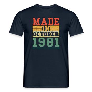 1981 Geburtstag Oktober Vintage Spruch - Männer T-Shirt - Navy - Vorne - AI Model Male 178 light (178cm)